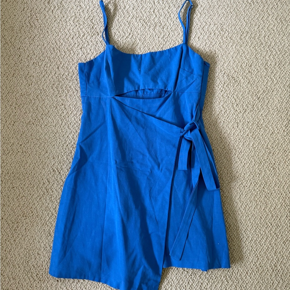 Zara Linen Blend Romper Mini Dress